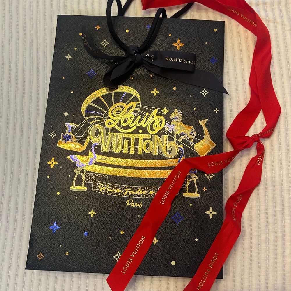 Louis Vuitton Black Gift Box with Red and Gold Highlights